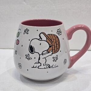 Peanuts Snoopy & Woodstock Easter Eggs Basket Flowers 20 oz Ceramic Mug